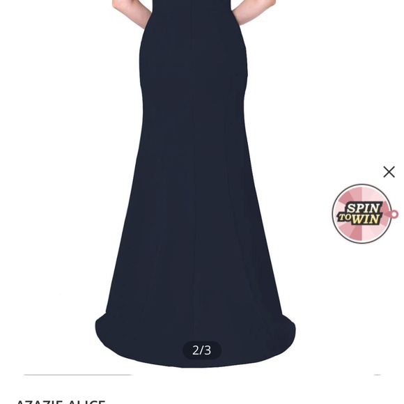 Azazie Navy Off the Shoulder Bridesmaid dress - Picture 5 of 7